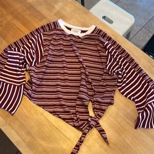 EVIDNT Los Angeles Striped Cropped Tie Shirt Women's Size Medium